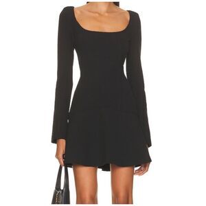 A.L.C. Heidi Black Fit & Flare Mini Dress 6 NWT Square Neck Long Sleeve Revolve